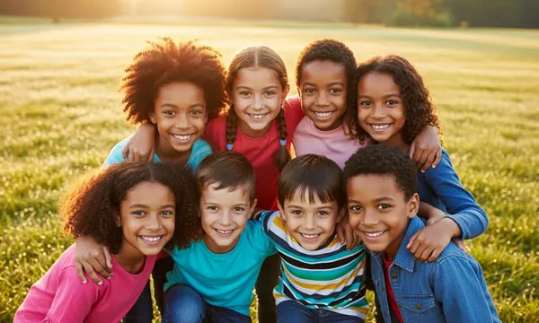 a group of children at a park