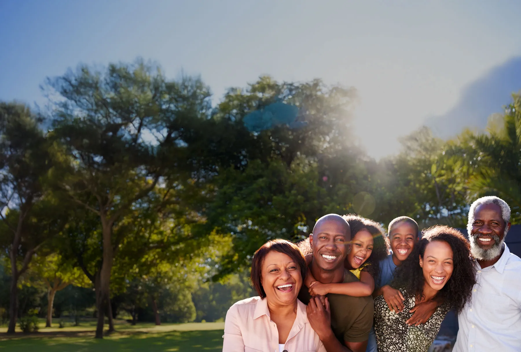 a happy family at the park